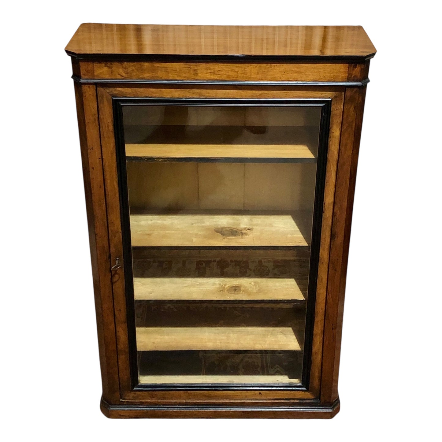 000604....Handsome Antique French Walnut Pier Cabinet/Bookcase