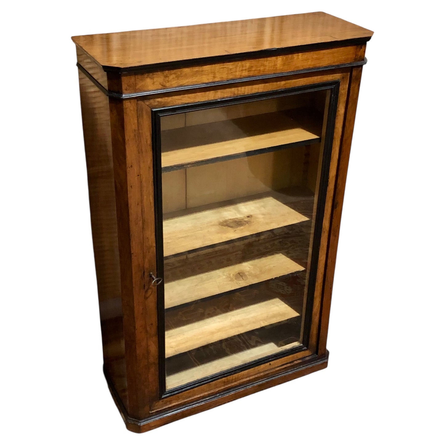 000604....Handsome Antique French Walnut Pier Cabinet/Bookcase