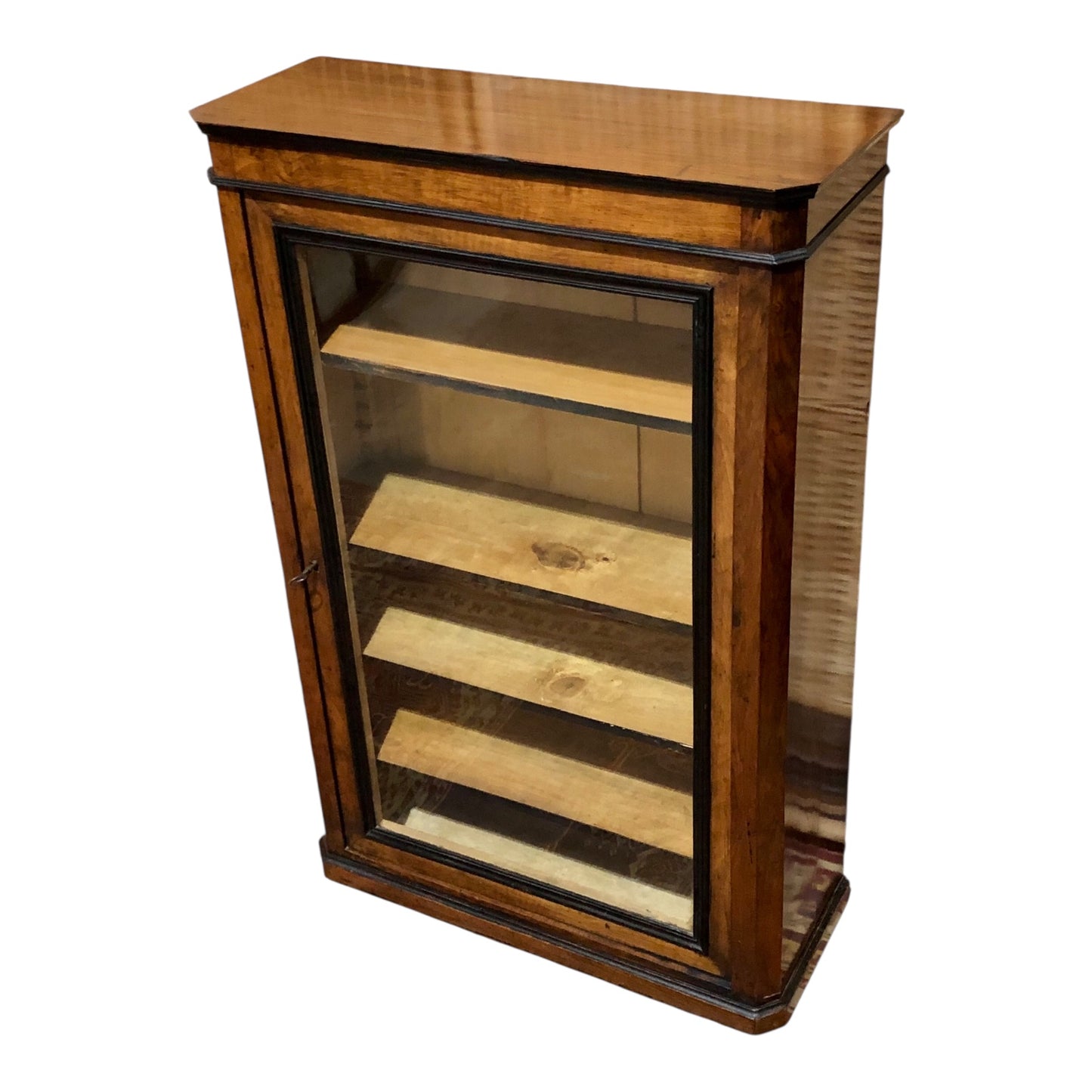 000604....Handsome Antique French Walnut Pier Cabinet/Bookcase