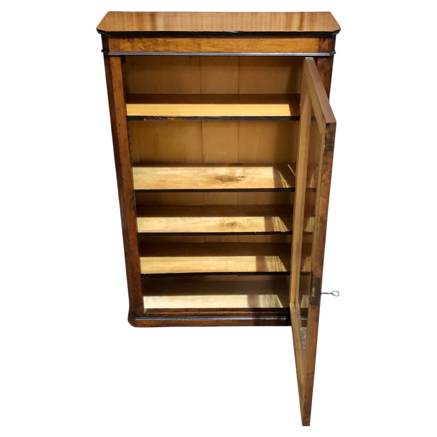 000604....Handsome Antique French Walnut Pier Cabinet/Bookcase