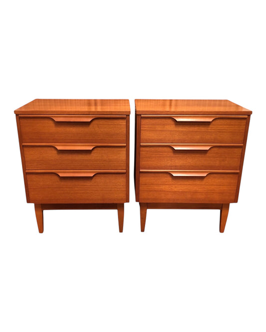 000602....Handsome Pair Of Retro Teak Bedside Chests ( sold )
