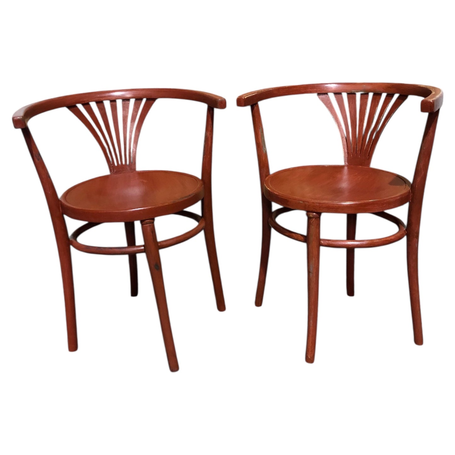 000596....Handsome Pair Of Thonet Art Deco Painted Bentwood Armchairs