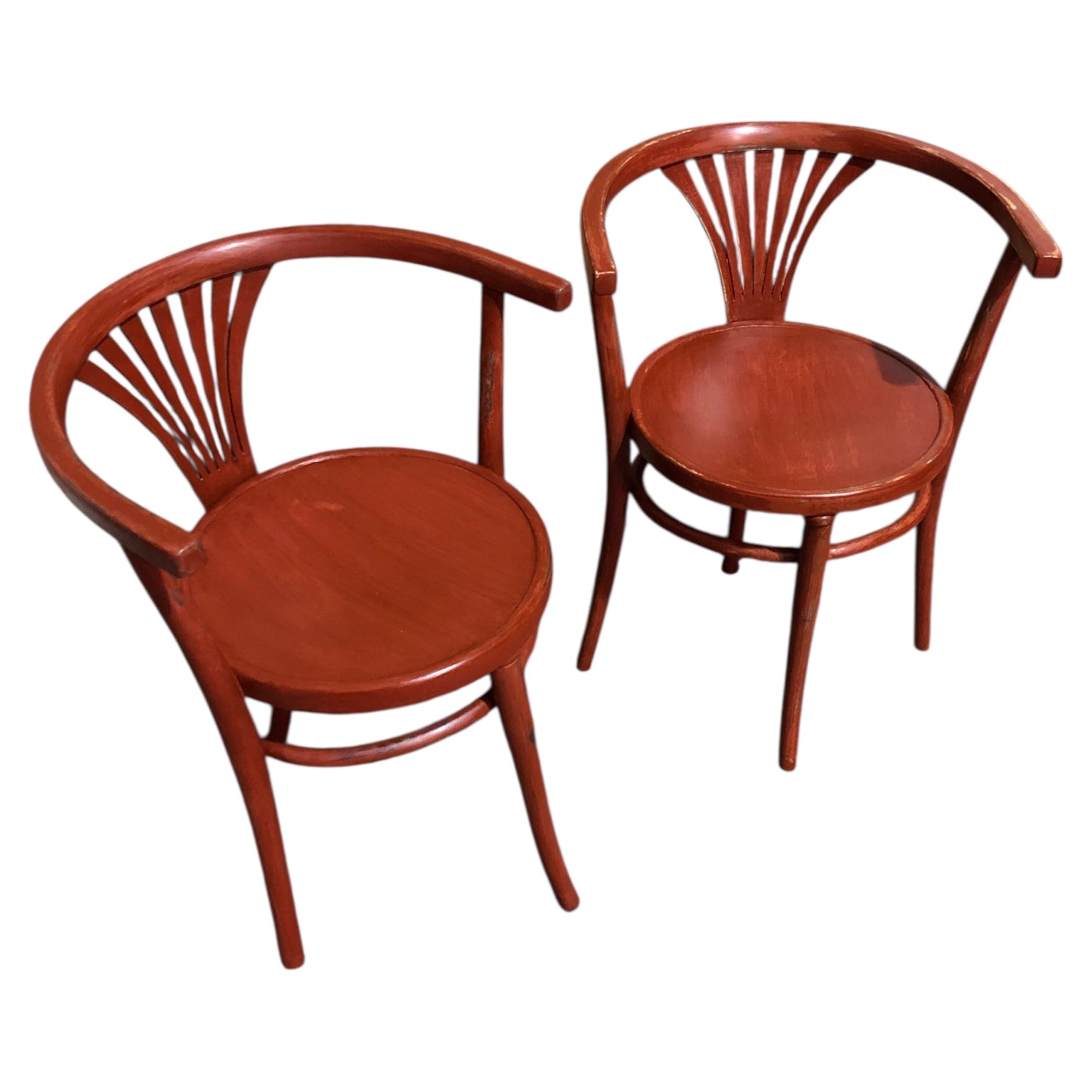 000596....Handsome Pair Of Thonet Art Deco Painted Bentwood Armchairs