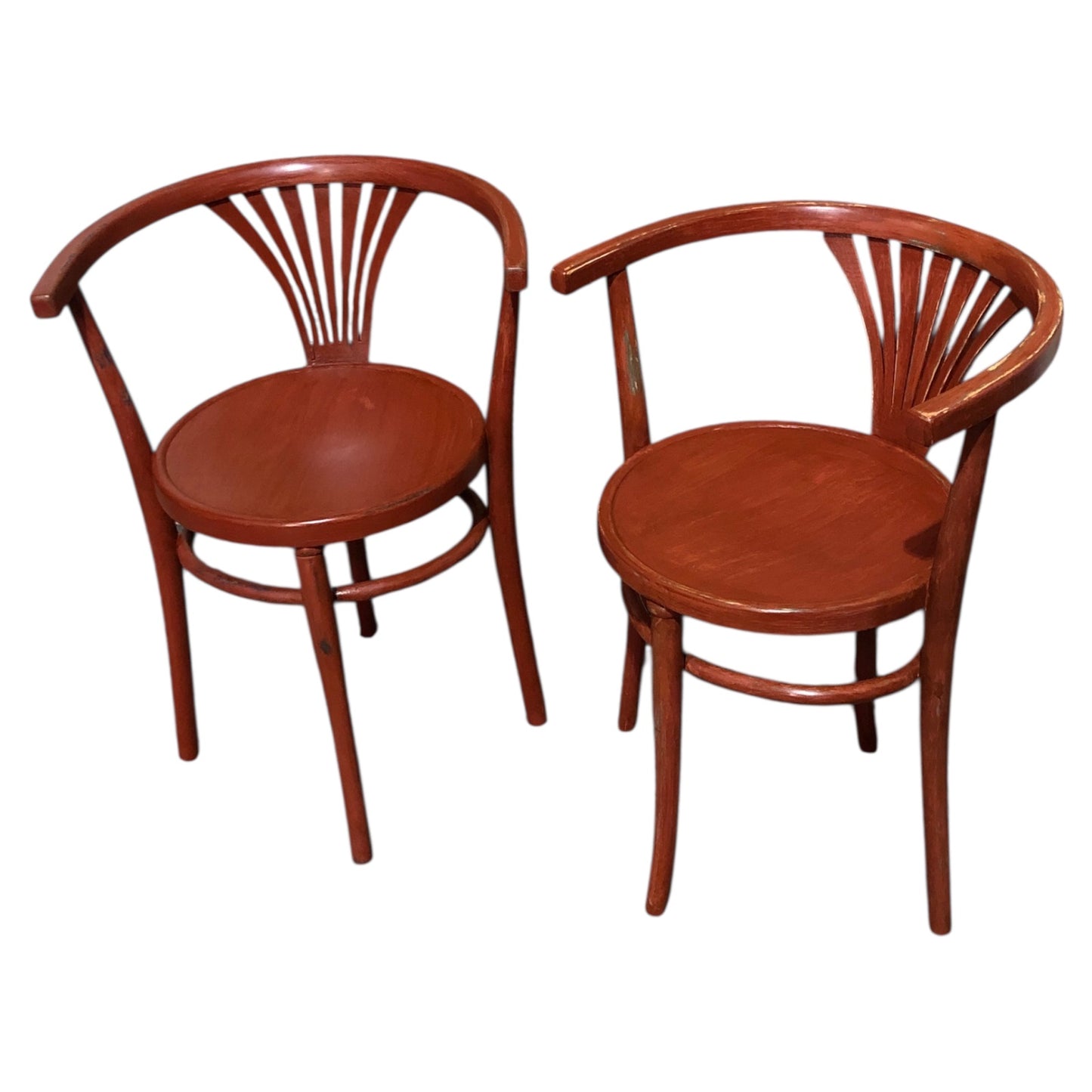 000596....Handsome Pair Of Thonet Art Deco Painted Bentwood Armchairs