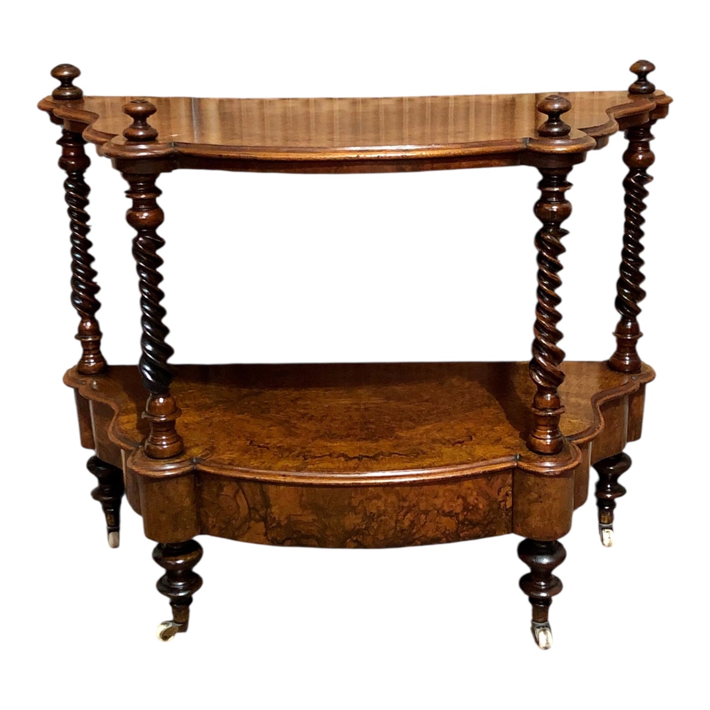 000597....Handsome Antique Walnut Low Side Table With Drawer