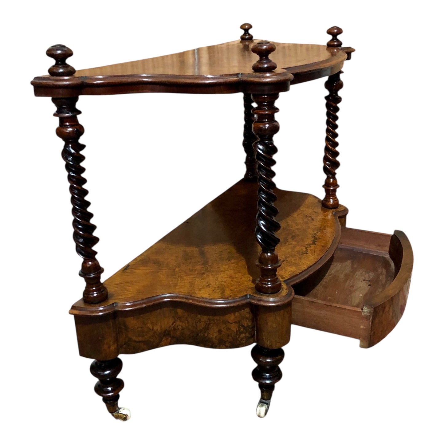 000597....Handsome Antique Walnut Low Side Table With Drawer