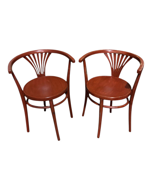 000596....Handsome Pair Of Thonet Art Deco Painted Bentwood Armchairs