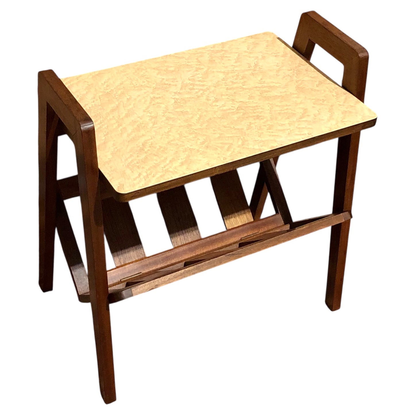 000590....Handsome Retro Teak Table With Magazine Rack