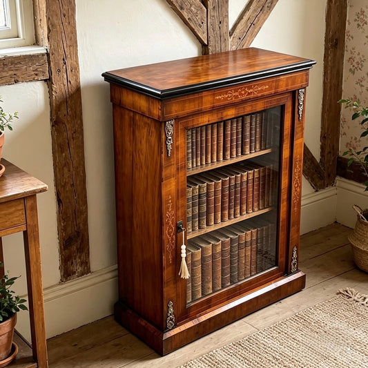 000504....Handsome Antique Walnut Pier Cabinet / Bookcase