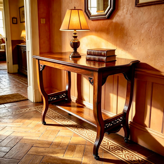 000492....Handsome Edwardian Walnut Hall Table