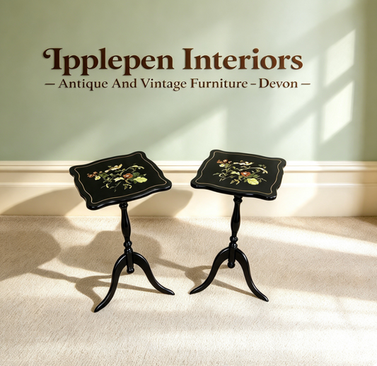 000488....Handsome Pair Of Oriental Lacquered Wine Tables