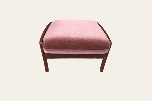 000973.....Handsome Retro Mahogany Framed Upholstered Footstool ( sold )