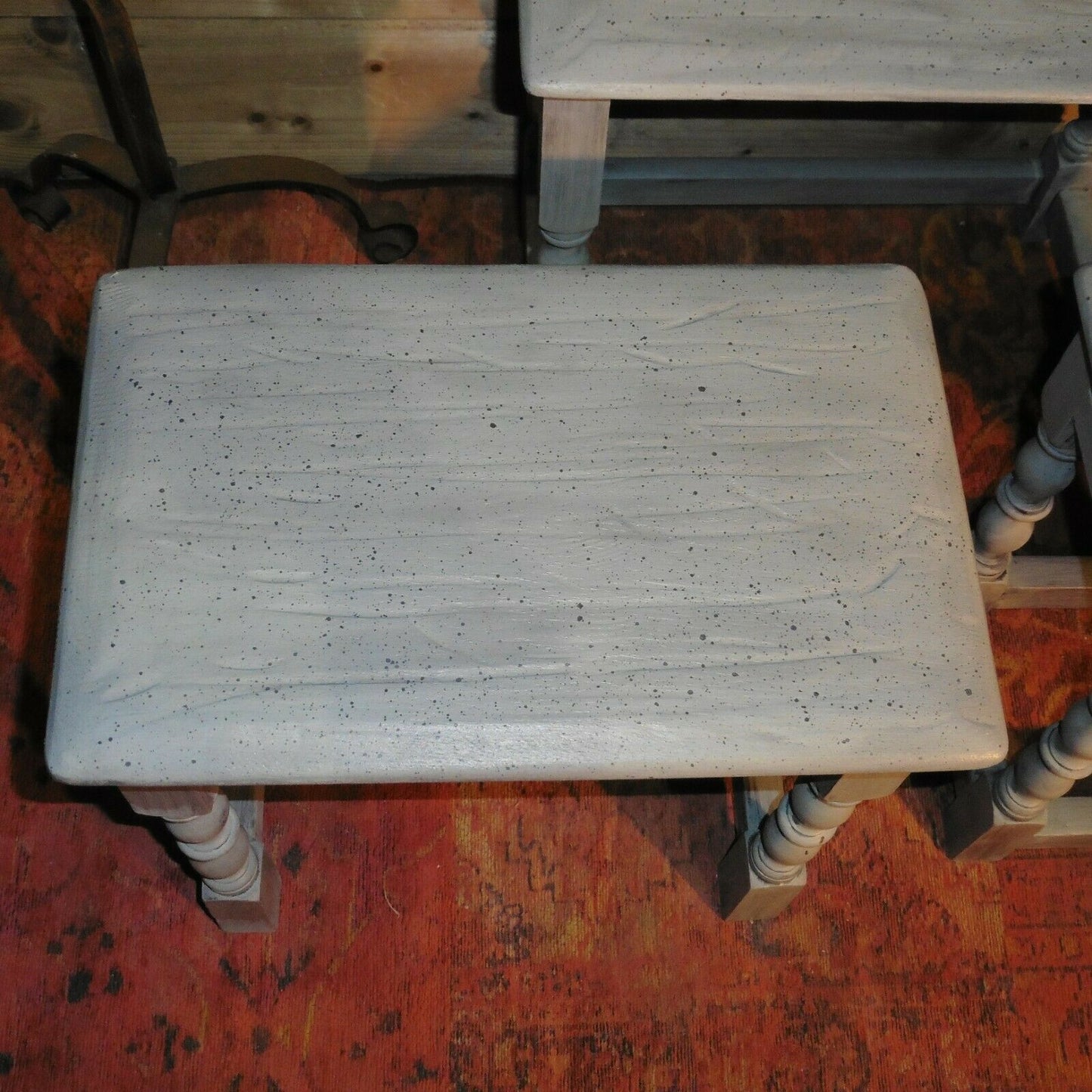 117.....Rustic Rough Finish Nest Of Tables / Vintage Nest Of Tables ( sold )