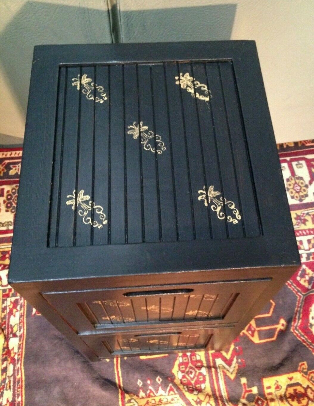 235.....A Pair Of Oriental Style Bedside Chests / Upcycled Bedside Cabinets ( SOLD )
