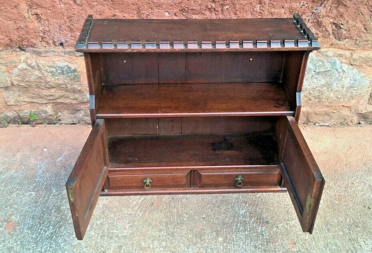 Arts And Crafts Antique Wall Cabinet / Antique Walnut Wall Cabinet