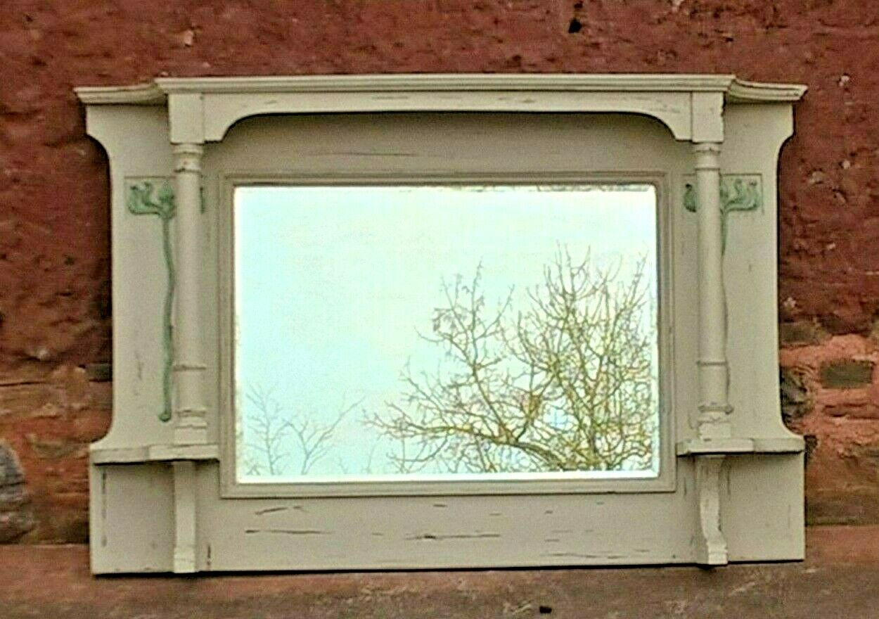Art Nouveau Overmantel Mirror / Carved Frame Mirror