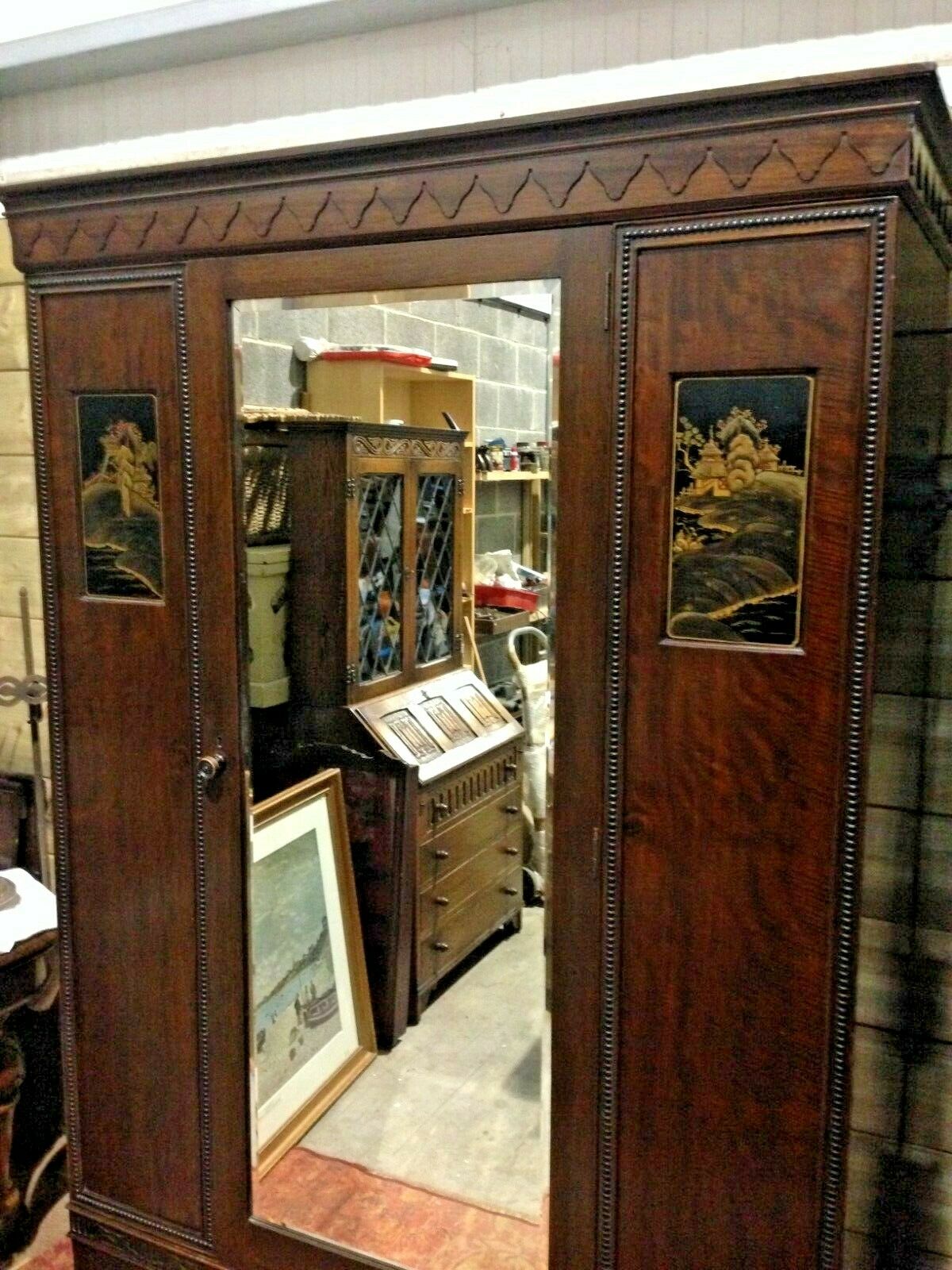 426.....Stunning Vintage Wardrobe / Aesthetic Movement Mahogany Wardrobe ( SOLD )