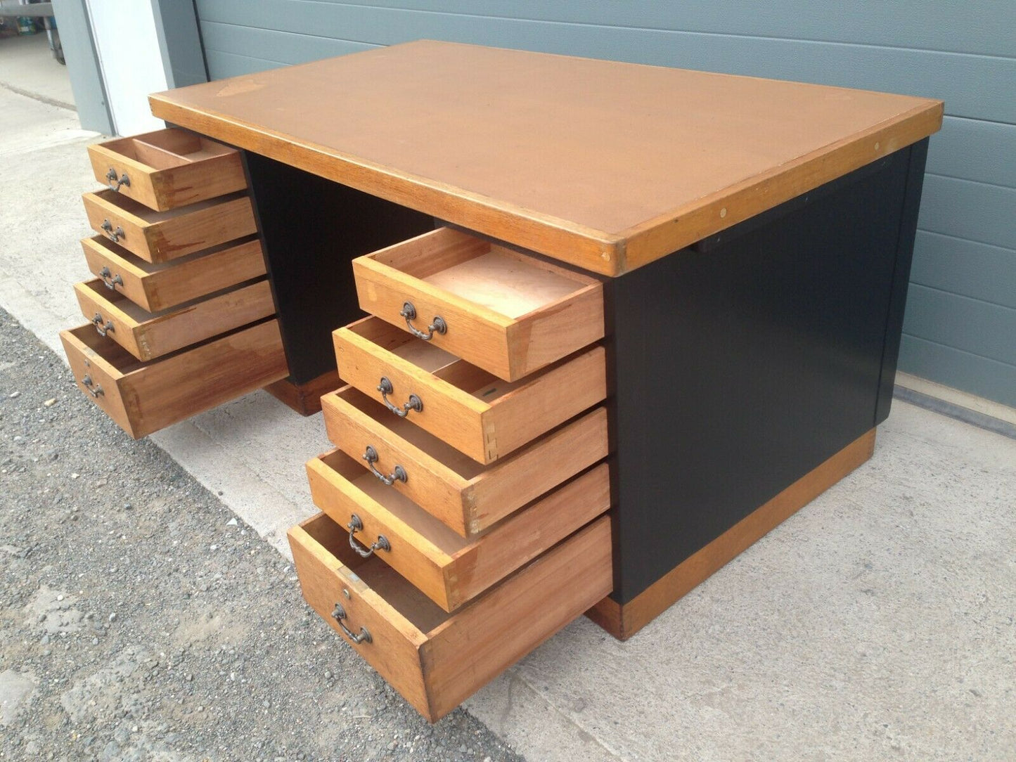 219.....Large Vintage Oak Desk / Industrial Style Desk
