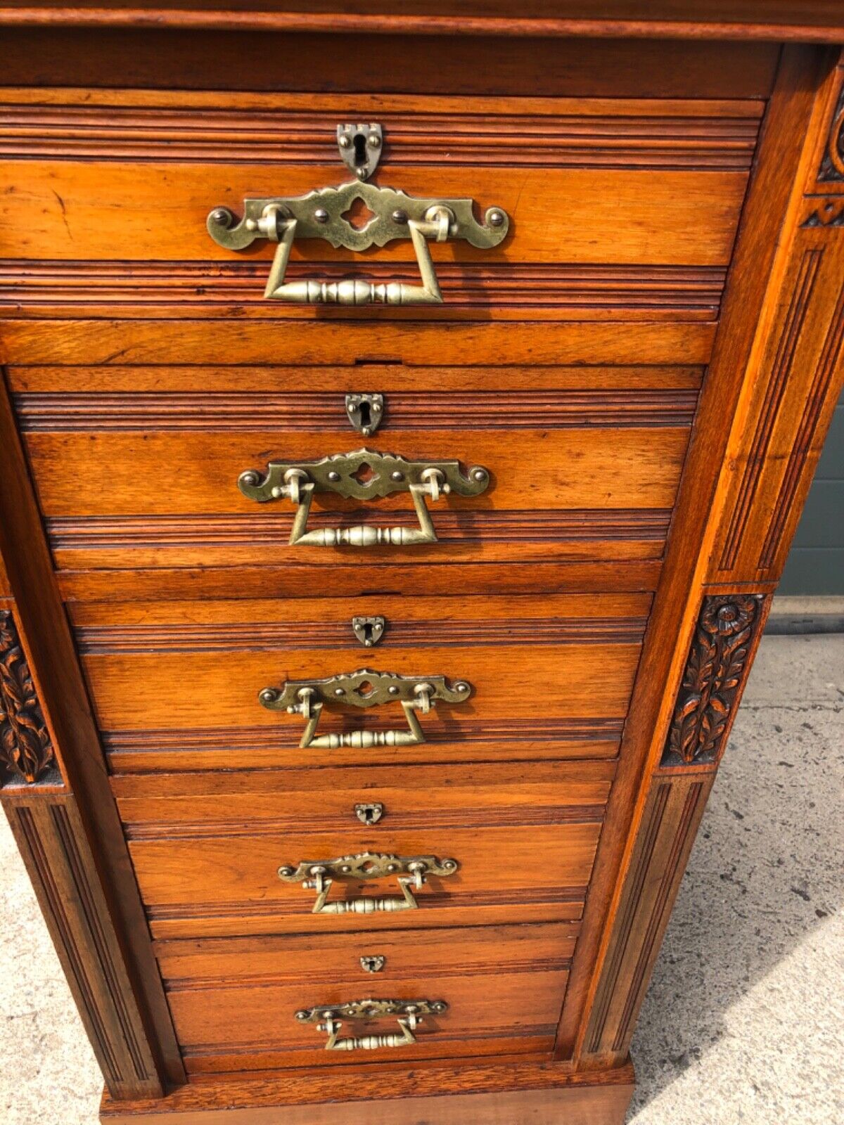 000905....Handsome Pair Of Antique Carved Walnut Chests Of Drawers / Tallboy Chests ( sold )