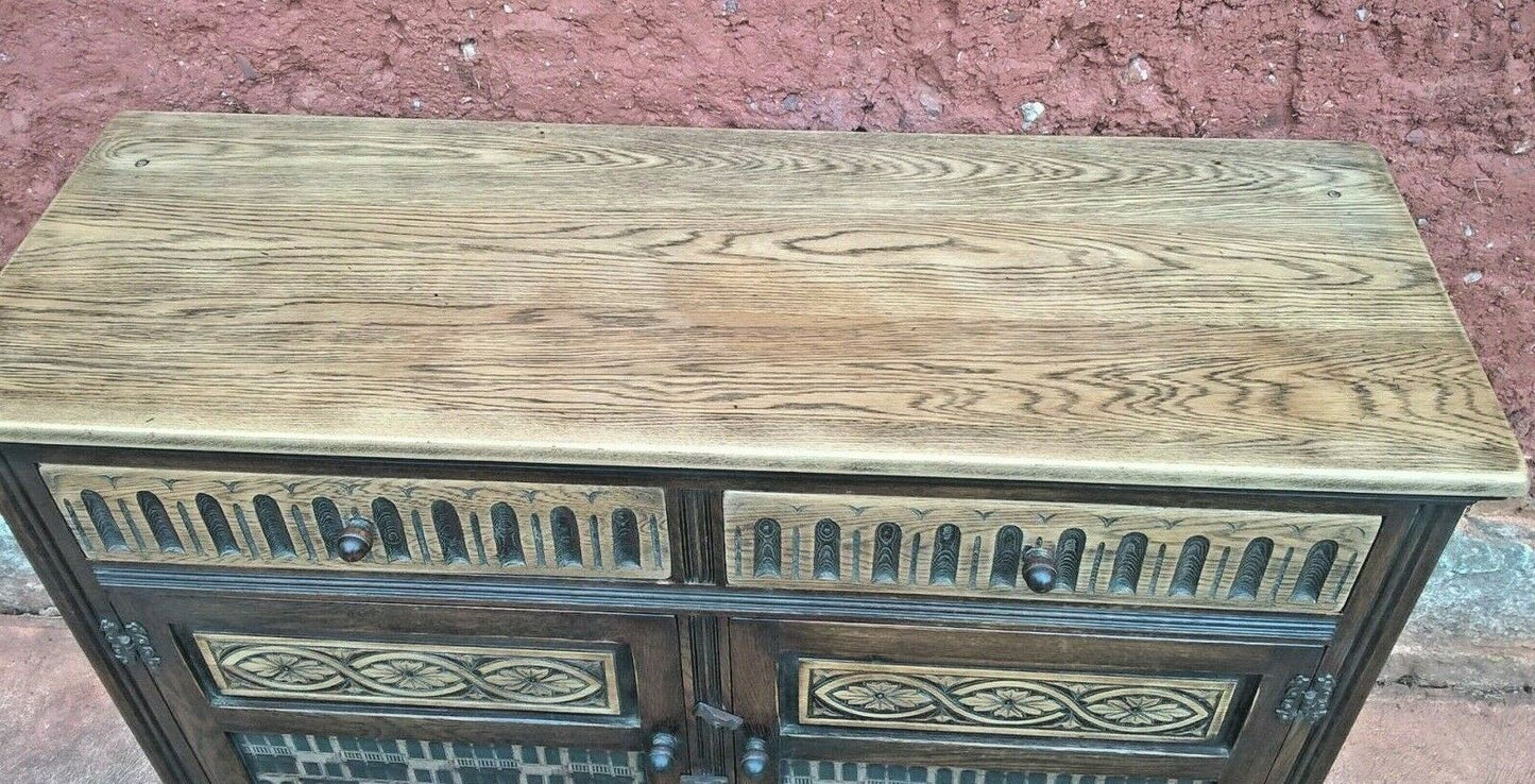 Vintage Carved Oak Dresser Base Old Charm Style Sideboard