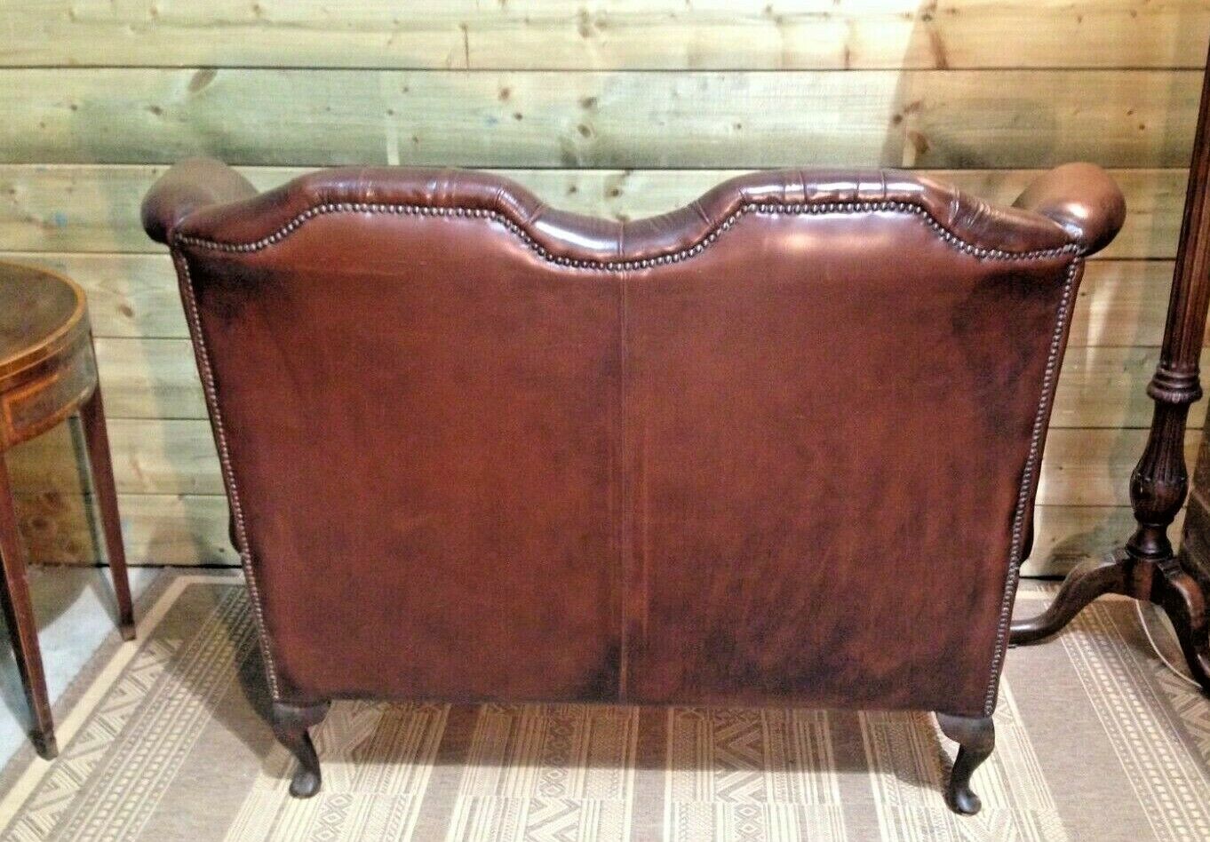 Vintage Leather Chesterfield Style Sofa / High Back Sofa