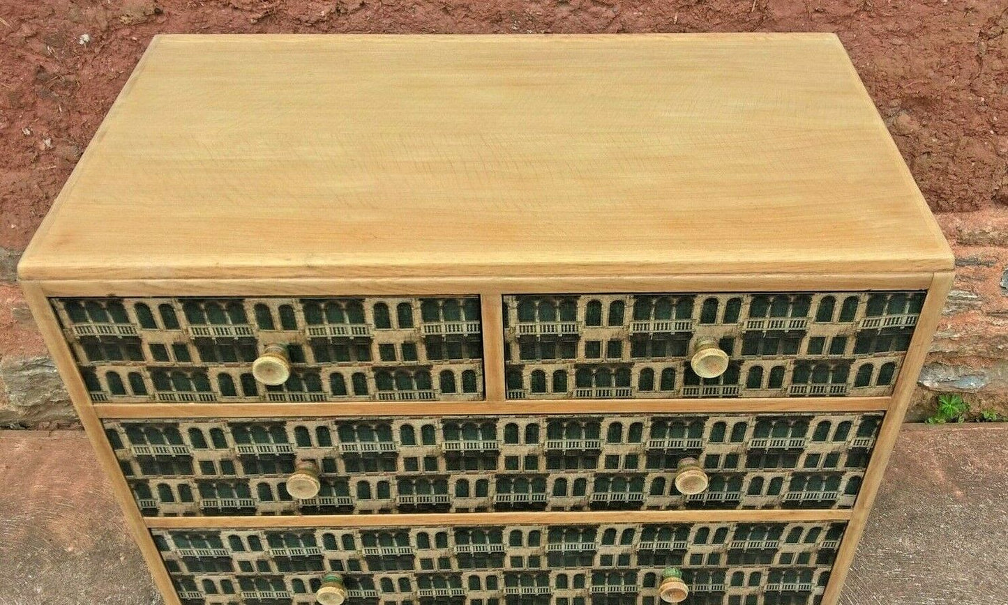 317.....Retro Oak Chest Drawers Upcycled Retro Chest ( SOLD )