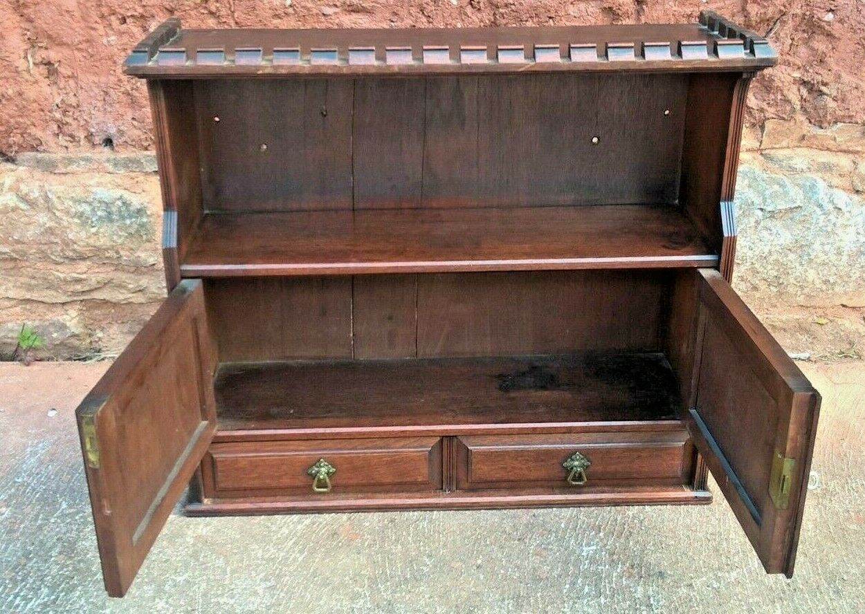 Arts And Crafts Antique Wall Cabinet / Antique Walnut Wall Cabinet
