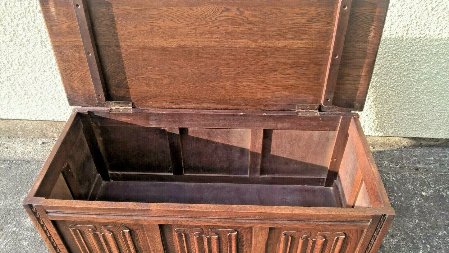 Vintage Oak Coffer By Jaycee Carved Oak Storage Chest