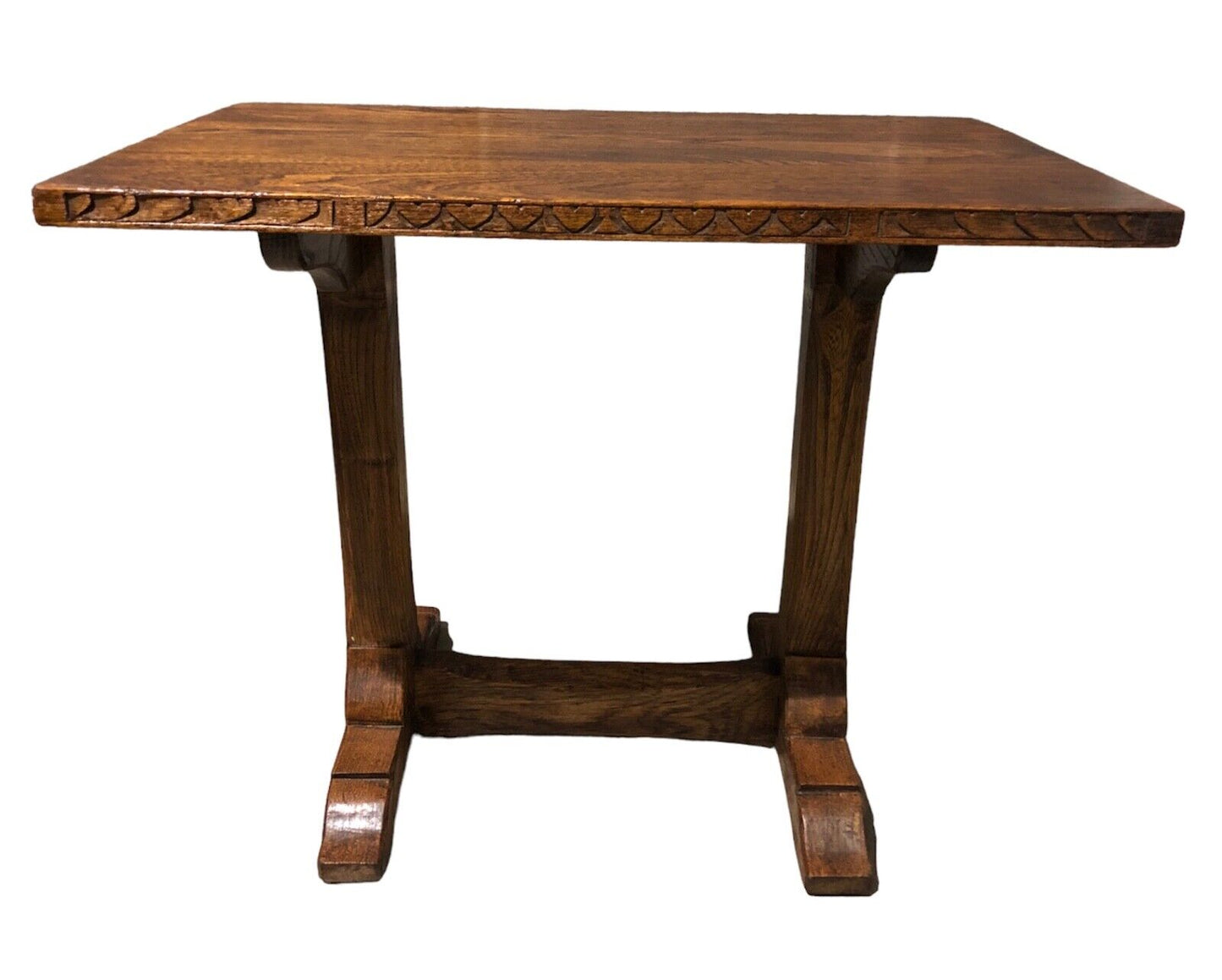 000885....Handsome Pair Of Oak Arts And Crafts Gothic Style Occasional Tables (sold )