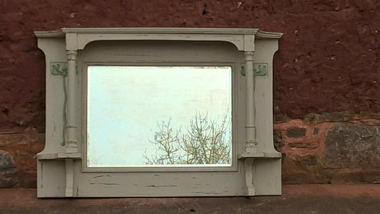 Art Nouveau Overmantel Mirror / Carved Frame Mirror