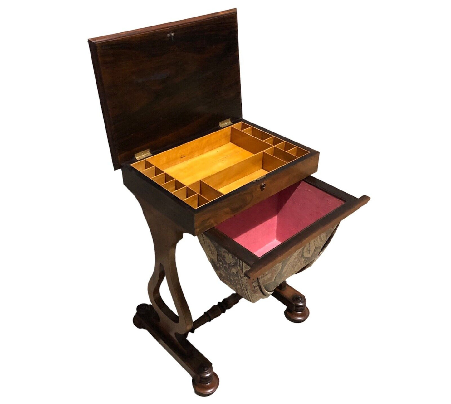 000879....Handsome Antique Sewing Table( sold )