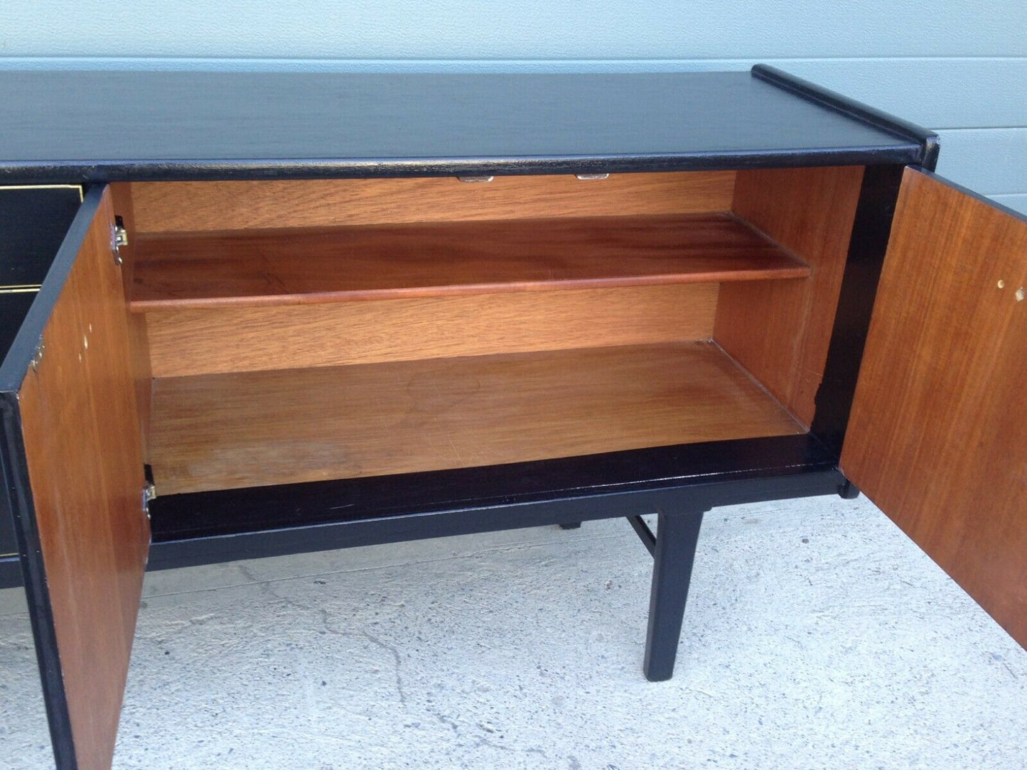 232.....Stunning Retro Sideboard Refinished In Black And Decoupage Decoration ( SOLD )