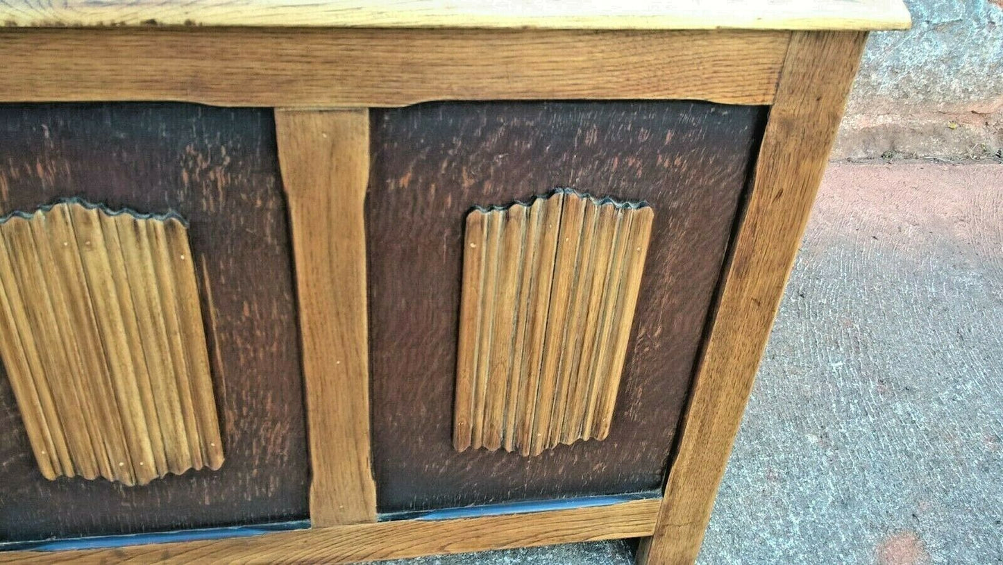 Vintage Oak Coffer / Linen Fold Blanket Box / Oak Chest