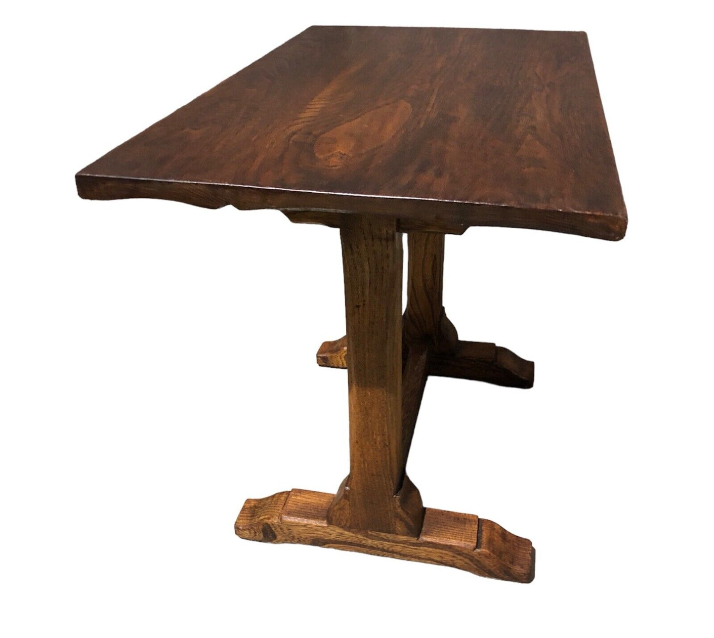 000885....Handsome Pair Of Oak Arts And Crafts Gothic Style Occasional Tables (sold )