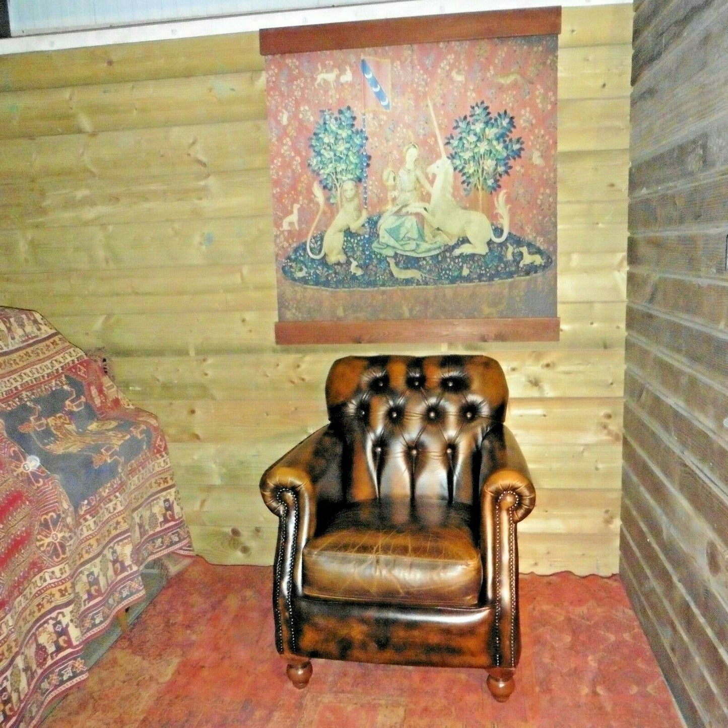 Gorgeous Pair Of Vintage Leather Chesterfield Style Armchairs By Thomas Lloyd