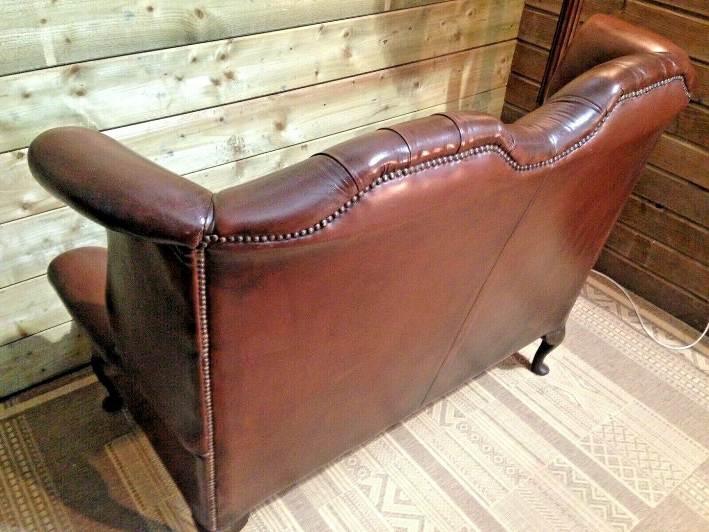 Vintage Leather Chesterfield Style Sofa / High Back Sofa
