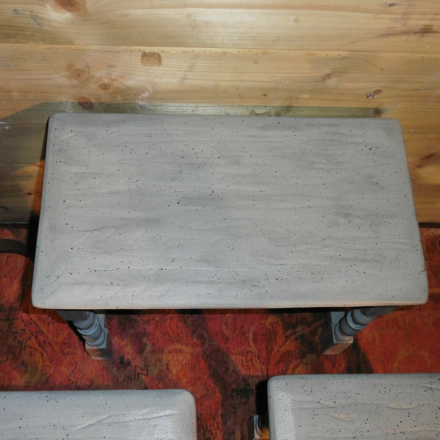 117.....Rustic Rough Finish Nest Of Tables / Vintage Nest Of Tables ( sold )