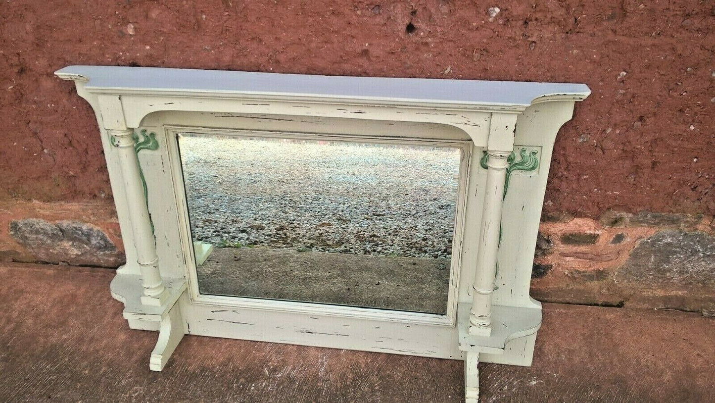 Art Nouveau Overmantel Mirror / Carved Frame Mirror
