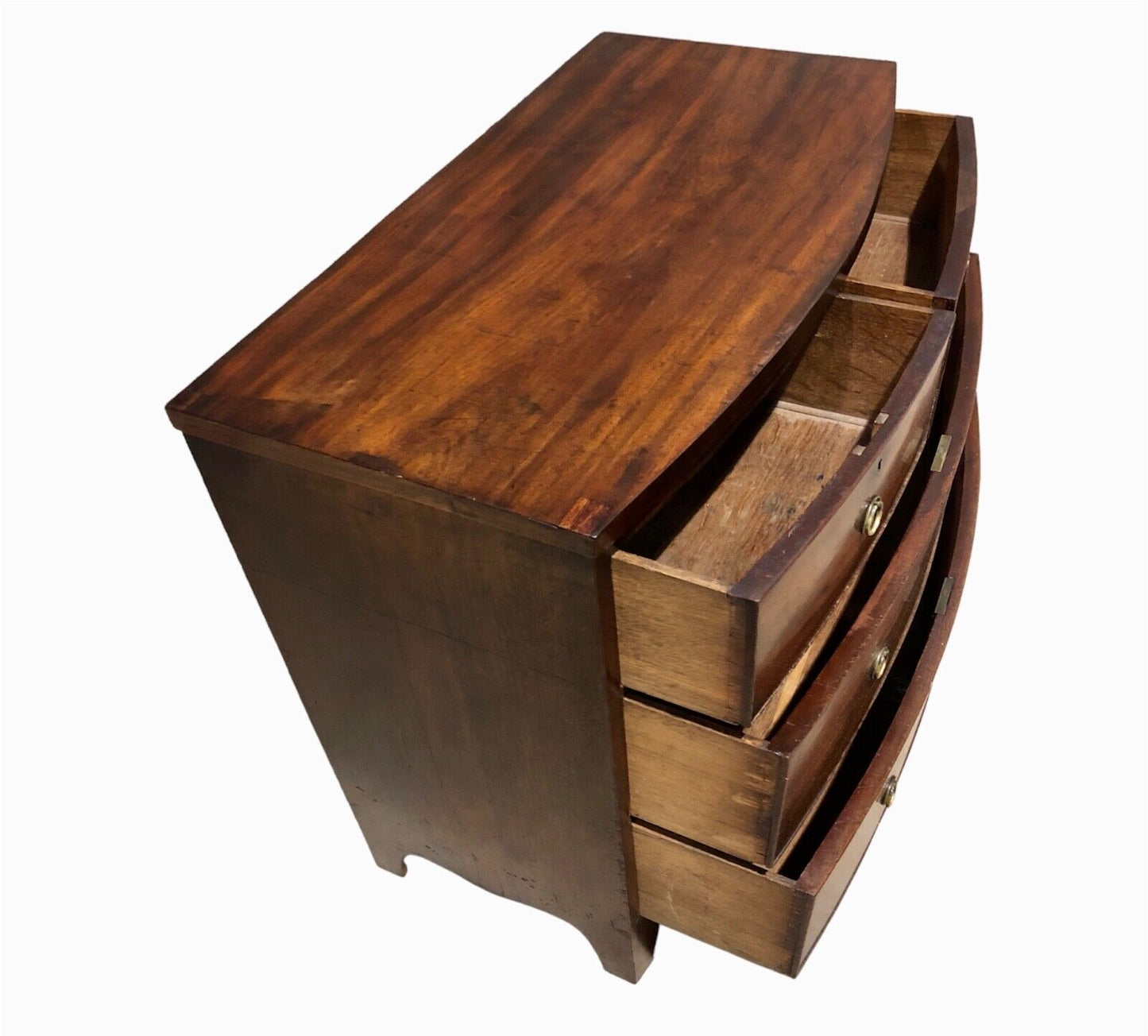 000884....Handsome Antique Regency Mahogany Bow Front Chest Of Drawers ( sold )