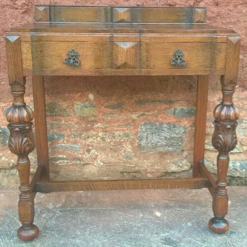 Superb Carved Oak Side Table / Vintage Writing Table