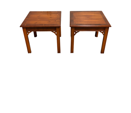000872....Handsome Pair Of Vintage Yew End Tables / Coffee Tables ( sold )
