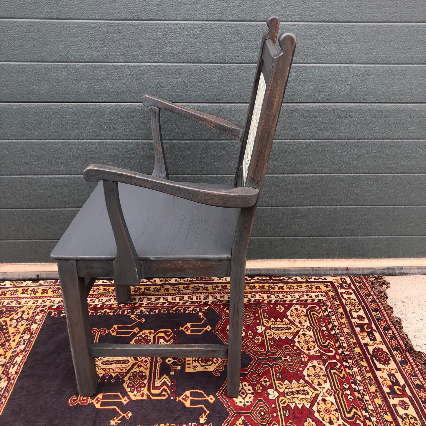A Pair Of Carved Oak Carver Chairs / Vintage Hall Chairs ( SOLD )