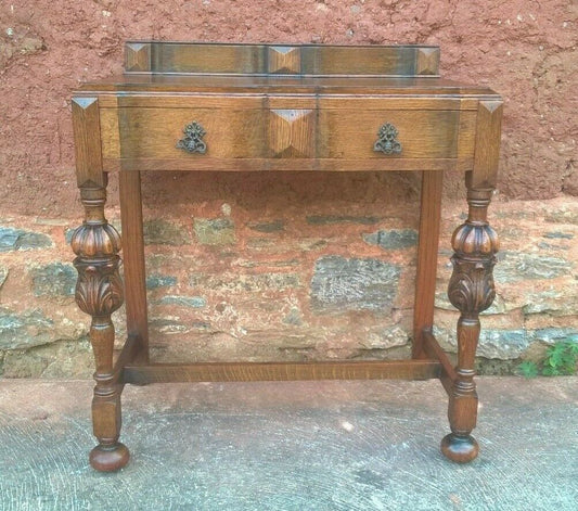 Superb Carved Oak Side Table / Vintage Writing Table