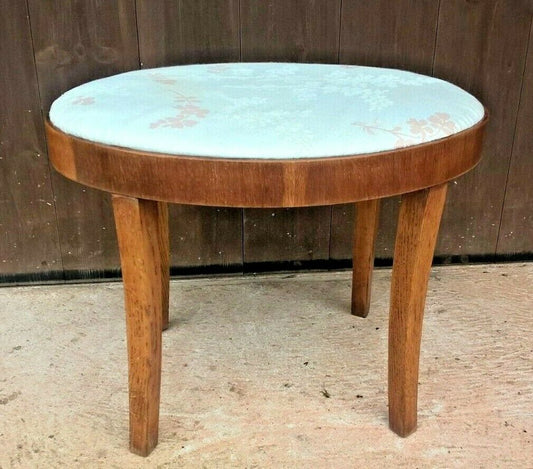 Art Deco Oak Stool / Oval Stripped Oak Stool
