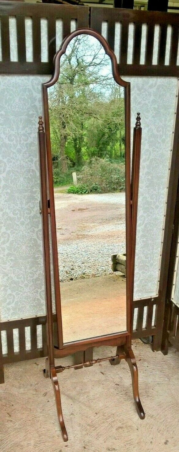 Vintage Mahogany Cheval Mirror / Queen Anne Style Mirror