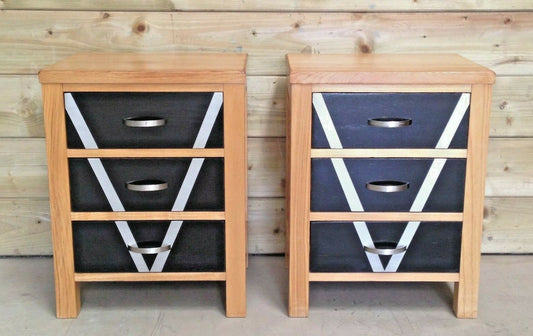 359.....Pair Of Bedside Chests, Bedside Cabinets Refinished In Art Deco Style ( SOLD )