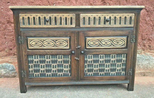 Vintage Carved Oak Dresser Base Old Charm Style Sideboard