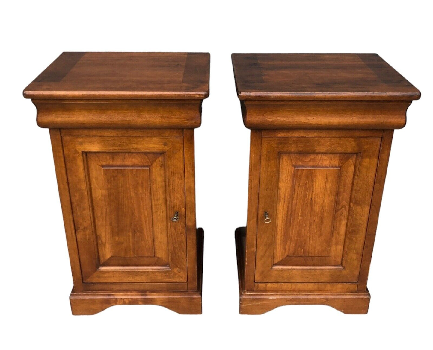 000899....Handsome Pair Of Cherrywood Bedside Tables / Bedside Cabinets ( sold )