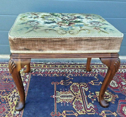 Vintage Stool By Maples / Carved Vintage Stool ( SOLD )