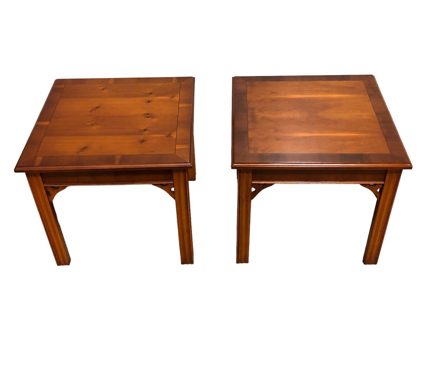 000872....Handsome Pair Of Vintage Yew End Tables / Coffee Tables ( sold )